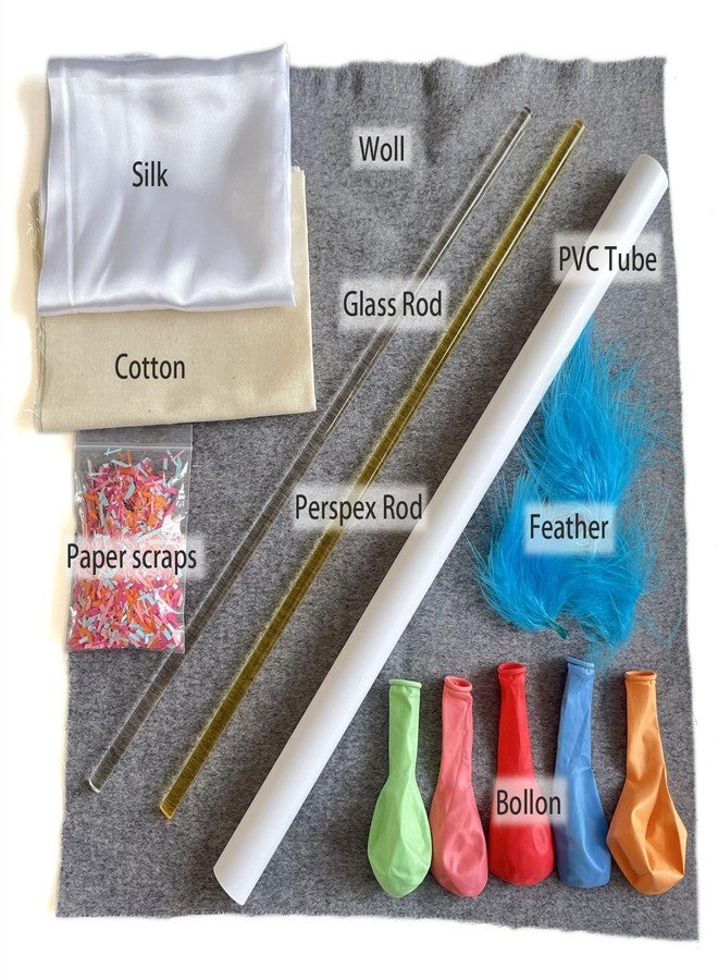 Diycoming Electrostatic Friction Rod Kit : 3 Cloths, 2 Rods,1PVC Tubes with Feather, Shredded Paper Material Package - Image 2